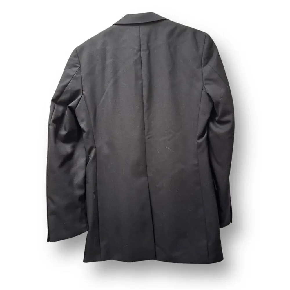 Vintage 1960’s Black Wool Tuxedo Dinner Jacket 37R One Button Hollywood Costume